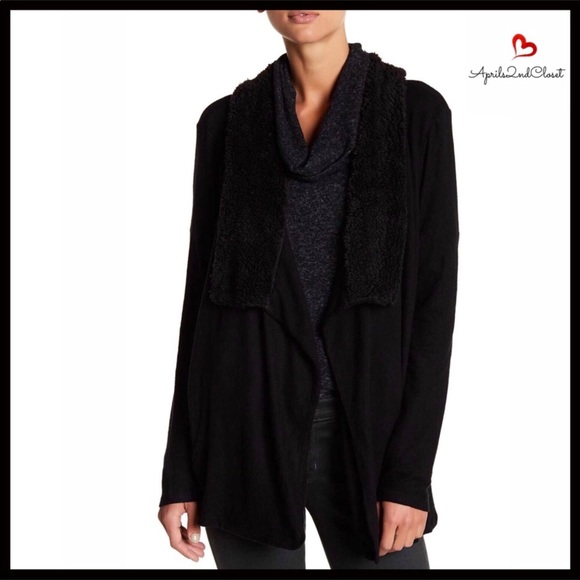 BLACK LONG DRAPED SHAWL OVERSIZED CARDIGAN A3C - Picture 8 of 8